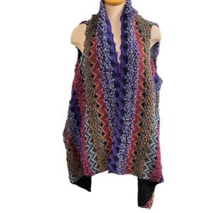 Soft Surroundings Taylor Colorful Textured Knit Topper Vest Cardigan One Size